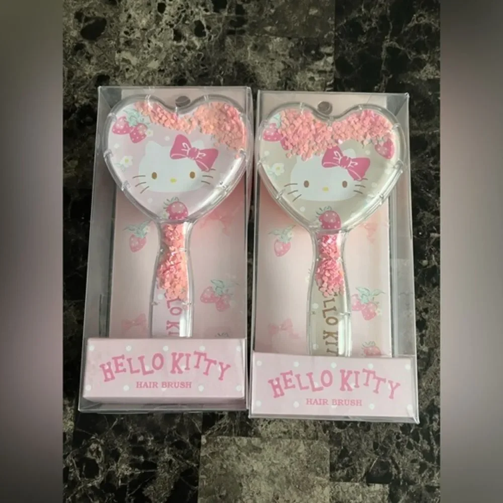 2 Sets Sanrio Hello Kitty Graphic Glitter Hair Brush Heart Shape‎